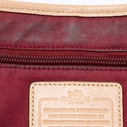 Pre Owned Coach Burgundy/Beige Leather Tote