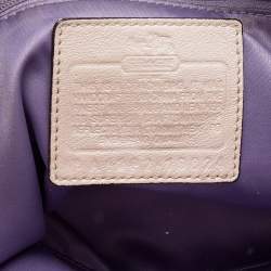 Pre Owned Coach Metallic Beige Leather Floral Laser Cut Lindsey Satchel