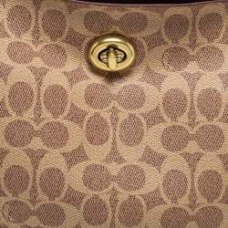 Pre Owned Coach Beige/Brown Signature Coated Canvas and Leather Willow Shoulder Bag