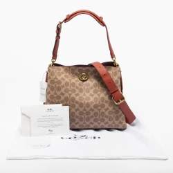 Pre Owned Coach Beige/Brown Signature Coated Canvas and Leather Willow Shoulder Bag
