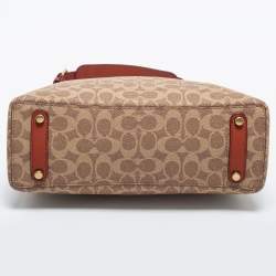 Pre Owned Coach Beige/Brown Signature Coated Canvas and Leather Willow Shoulder Bag