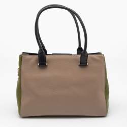Pre Owned Coach Tricolor Grained Leather Swagger 33 Tote