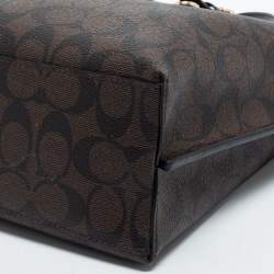 Coach Dark Brown Signature Coated Canvas and Leather Mollie Tote