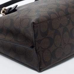 Coach Dark Brown Signature Coated Canvas and Leather Mollie Tote