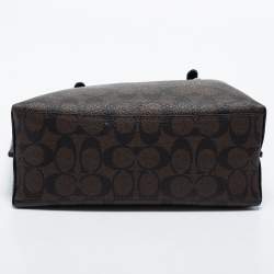 Coach Dark Brown Signature Coated Canvas and Leather Mollie Tote