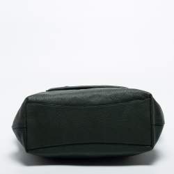 Pre Owned Coach Dark Green Pebbled Leather Front Pocket Tote