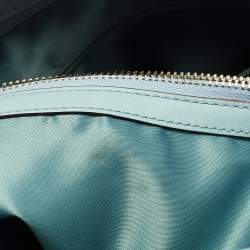 Pre Owned Coach Blue Croc Embossed Leather Carryall Mia Satchel
