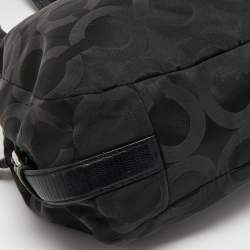 Pre Owned Coach Black Signature Nylon and Leather Madison Maggie Hobo