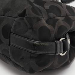 Pre Owned Coach Black Signature Nylon and Leather Madison Maggie Hobo