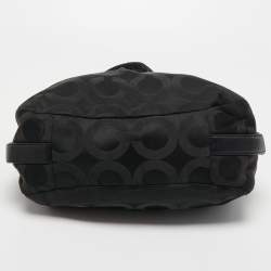 Pre Owned Coach Black Signature Nylon and Leather Madison Maggie Hobo