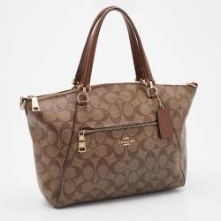 Pre Owned Coach Beige Signature Canvas Prairie Satchel