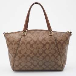 Pre Owned Coach Beige Signature Canvas Prairie Satchel