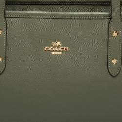 Pre Owned Coach Green Crossgrain Leather City Zip Tote