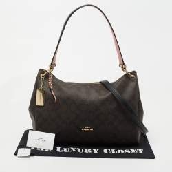 Coach Brown Signature Coated Canvas Mia Shoulder Bag