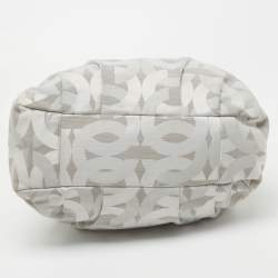 Pre Owned Coach Grey Op Art Canvas and Leather Madison Maggie Shoulder Bag