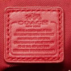 Pre Owned Coach Beige/Red Signature Jacquard and Leather Swingpack Crossbody Bag