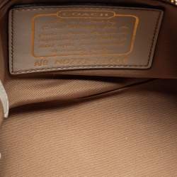 Pre Owned Coach Brown/Beige Signature Canvas Front Pocket Baguette Bag