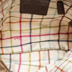 Pre Owned Coach Beige/Brown Signature Coated Canvas and Leather Heritage Stripe Tote