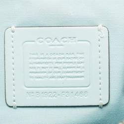 Pre Owned Coach Beige/Blue Coated Canvas and Leather Emma Satchel