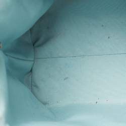 Pre Owned Coach Beige/Blue Coated Canvas and Leather Emma Satchel