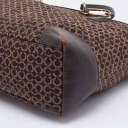 Pre Owned Coach Brown Signature Canvas and Leather Needlepoint Shopper Tote