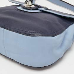 Pre Owned Coach Blue Leather Tassel Crossbody Bag