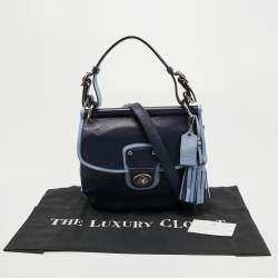 Pre Owned Coach Blue Leather Tassel Crossbody Bag