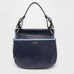 Pre Owned Coach Blue Leather Tassel Crossbody Bag