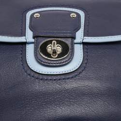 Pre Owned Coach Blue Leather Tassel Crossbody Bag