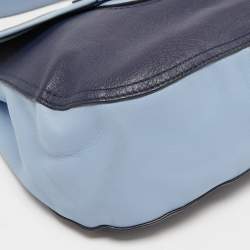 Pre Owned Coach Blue Leather Tassel Crossbody Bag