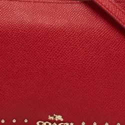 Pre Owned Coach Red Leather Studded Crossbody Bag