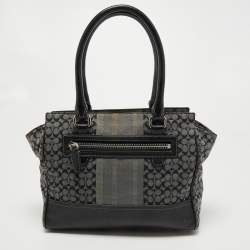 Coach Black/Grey Signature Canvas and Leather Legacy Tote