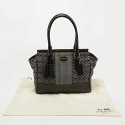 Coach Black/Grey Signature Canvas and Leather Legacy Tote