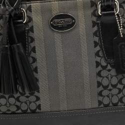 Coach Black/Grey Signature Canvas and Leather Legacy Tote