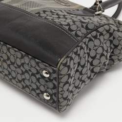 Coach Black/Grey Signature Canvas and Leather Legacy Tote