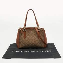 Coach Beige/Tan Signature Coated Canvas and Leather Mini Christie Carryall Satchel
