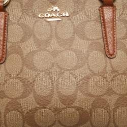 Coach Beige/Tan Signature Coated Canvas and Leather Mini Christie Carryall Satchel