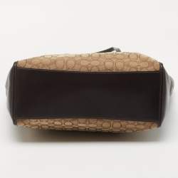 Coach Beige/Dark Brown Signature Canvas and Leather Shopper Tote