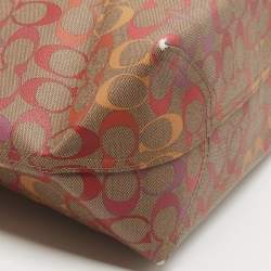 Pre Owned Coach Brown/Multicolor Signature Coated Canvas City Tote