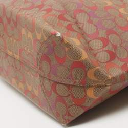 Pre Owned Coach Brown/Multicolor Signature Coated Canvas City Tote
