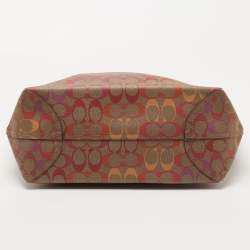 Pre Owned Coach Brown/Multicolor Signature Coated Canvas City Tote