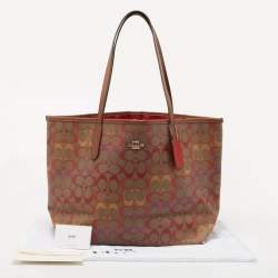 Pre Owned Coach Brown/Multicolor Signature Coated Canvas City Tote