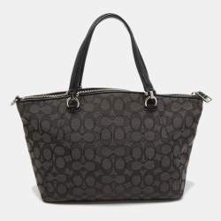 Coach Grey/Black Signature Canvas and Leather Prairie Satchel