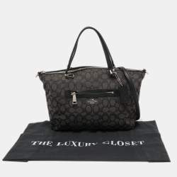 Coach Grey/Black Signature Canvas and Leather Prairie Satchel