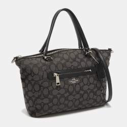 Coach Grey/Black Signature Canvas and Leather Prairie Satchel