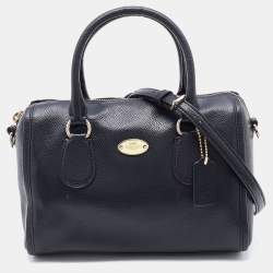 Coach - Black & Pink Floral Mini Bowler-Style Pebbled Leather Handbag –  Current Boutique