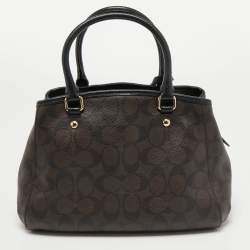 Pre Owned Coach Dark Brown Signature Coated Canvas and Leather Margot Satchel
