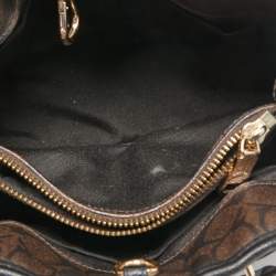 Pre Owned Coach Dark Brown Signature Coated Canvas and Leather Margot Satchel
