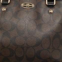 Pre Owned Coach Dark Brown Signature Coated Canvas and Leather Margot Satchel