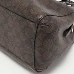 Pre Owned Coach Dark Brown Signature Coated Canvas and Leather Margot Satchel